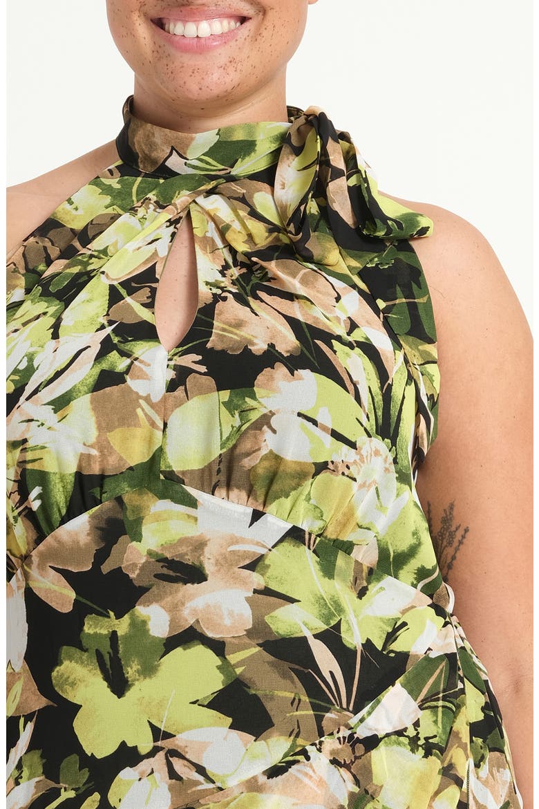 Chlora Print Ruffle Sleeveless Dress, Alternate, color, IVY