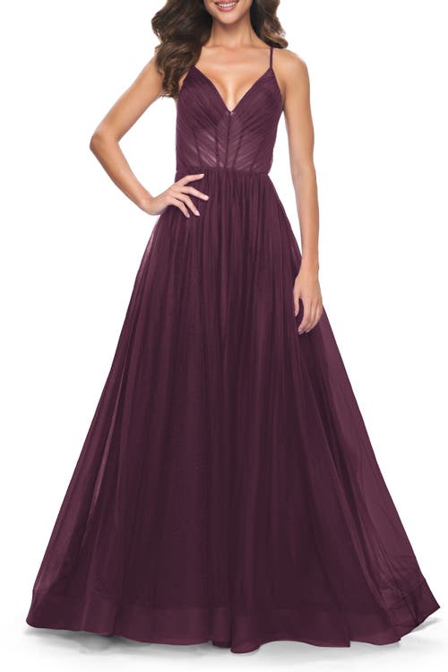 La Femme A-line Prom Dress With Illusion Ruched Bodice