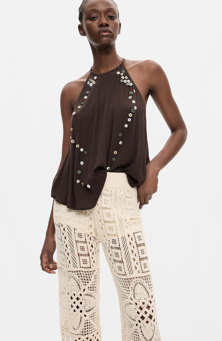 Desigual Knit Cotton Pants, Alternate, color, Off White
