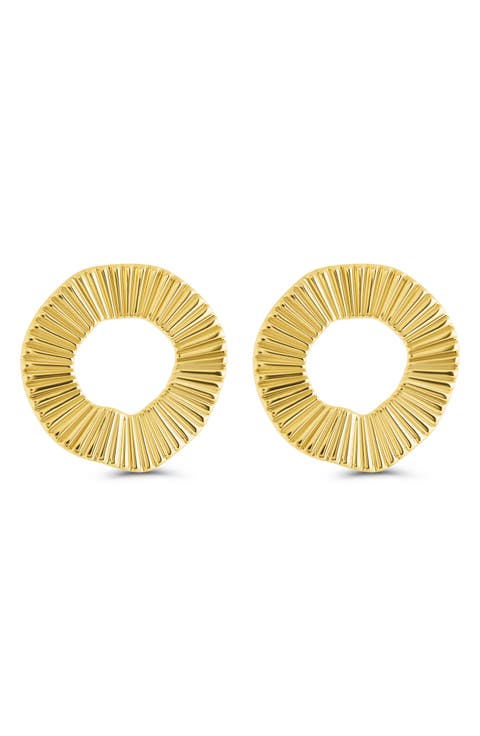 Viviana Ribbed Open Circle Stud Earrings