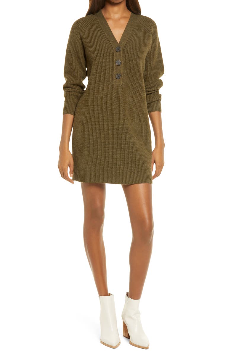 Madewell Henley Long Sleeve Sweater Dress, Main, color, 