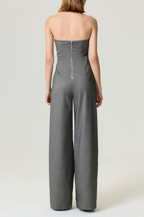 Nocturne Strapless Wide-leg Tailored Jumpsuit In Gray