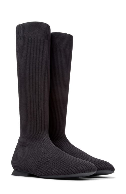 Camper Ribbed-knit Boots In Black