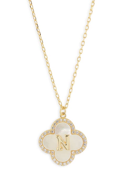 Clover Mother-of-Pearl Initial Pendant Necklace