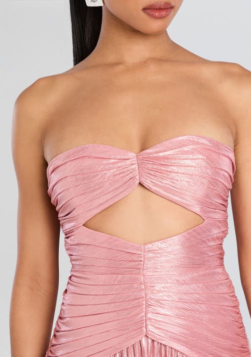 Retroféte Mallory Strapless Metallic Maxi Dress In Earl Rose