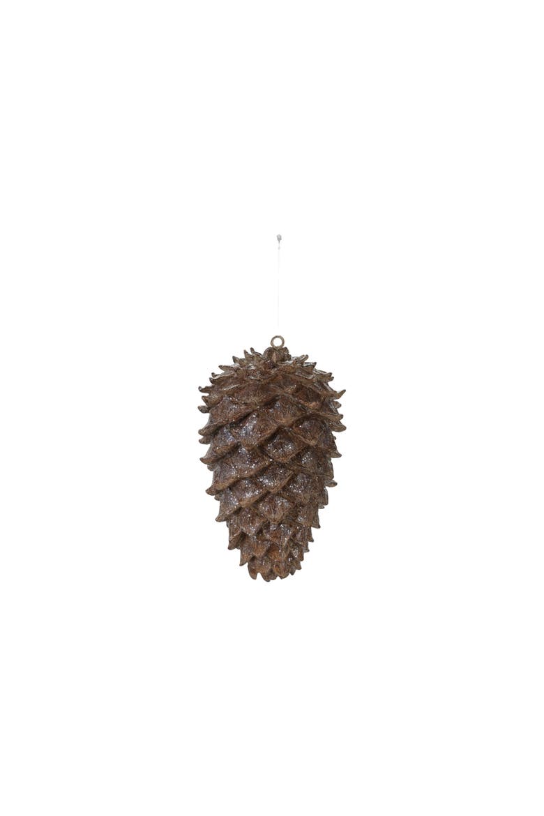 Artisan Resin Pinecone Figurine with Glitter Finish, Brown, Main, color, Brown