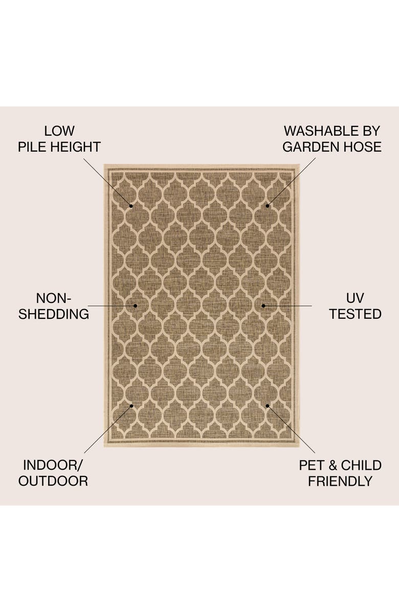 JONATHAN Y Trebol Moroccan Trellis Textured Weave Indoor/Outdoor Area Rug, Alternate, color, Brown/Beige