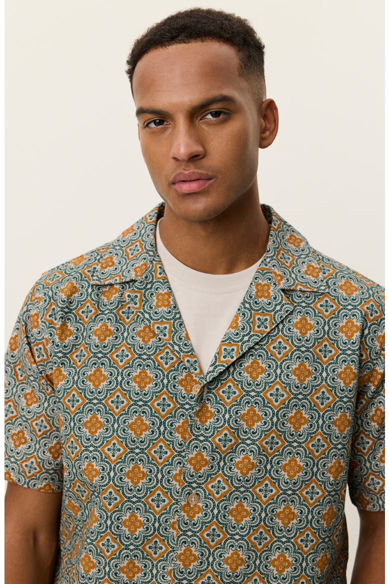 Lukas Arabesque Print Short Sleeve Button-Up Shirt, Alternate, color, SEA MOSS GREEN