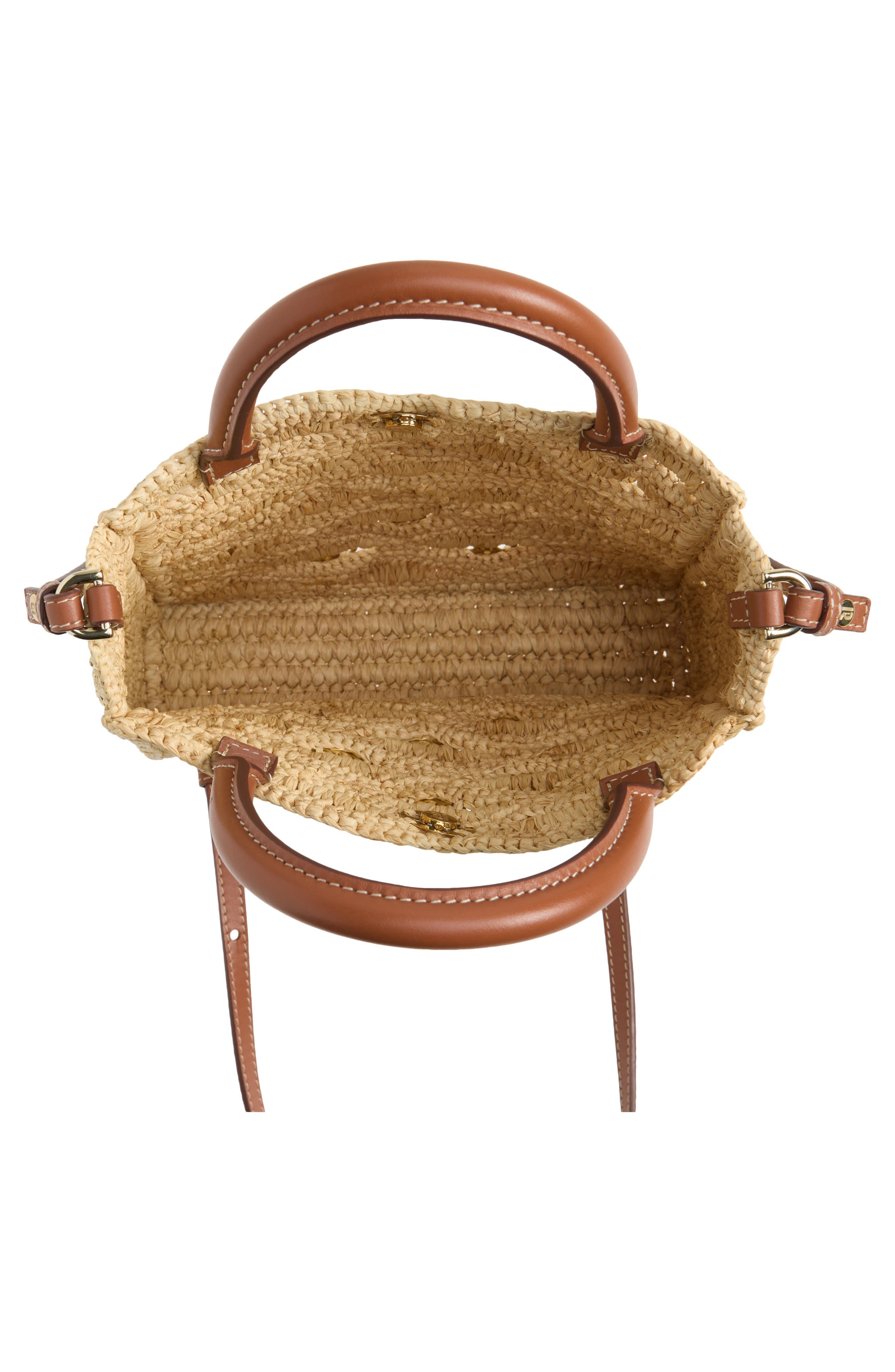 Small Signature 1969 Discs Raffia Tote, Alternate, color, NATURAL / LIGHT GOLD