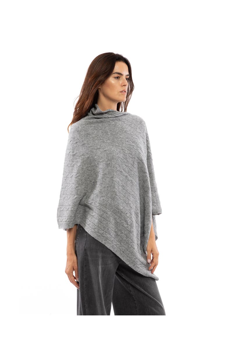Monticelli Cashmere Pure Cashmere Textured Knit Poncho, Alternate, color, Forest Green