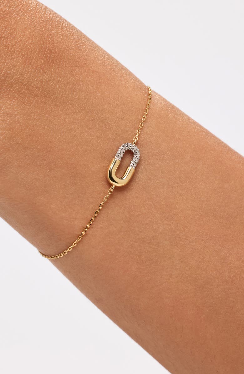 Ana Luisa Blake Two Tone Pavé U-Link Charm Bracelet, Alternate, color, Gold / Silver / Clear