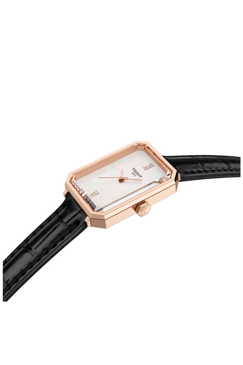 SRV Leather Strap Watch, 21.8mm, Alternate, color, WHITE MOTHER OF PEARL