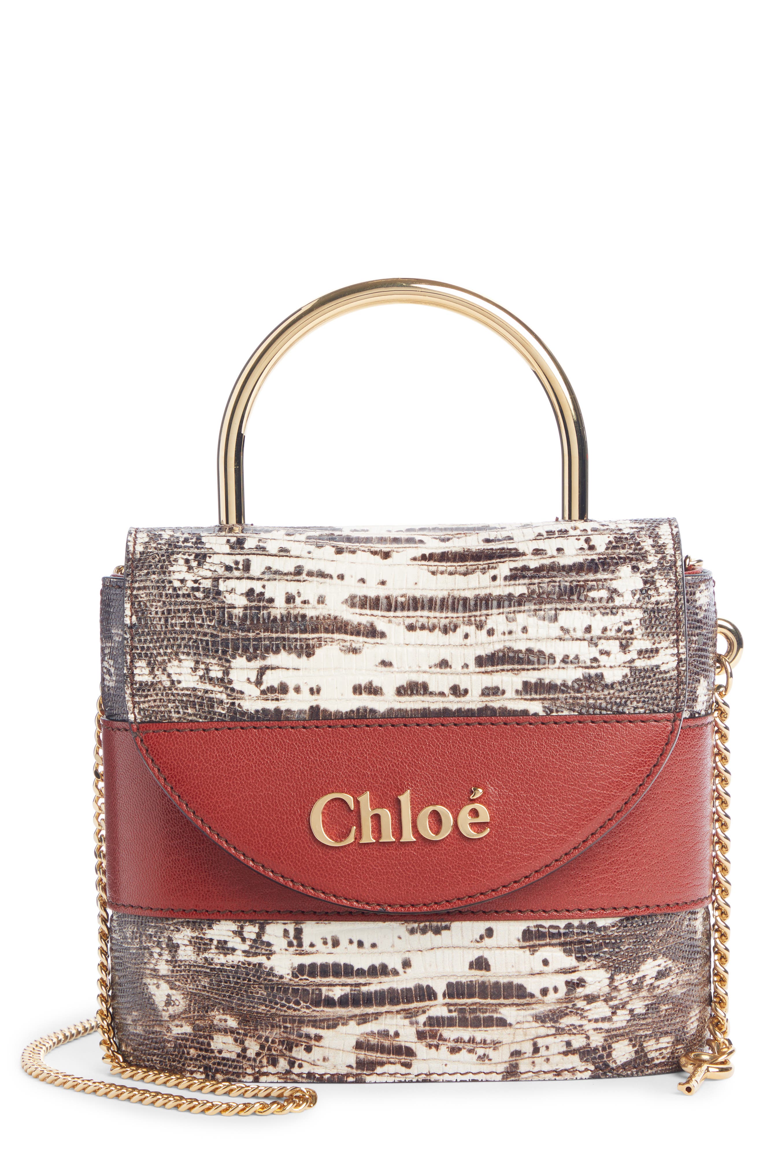 Chloé Aby Lock Lizard Embossed Leather Crossbody Bag (Women) | Nordstrom