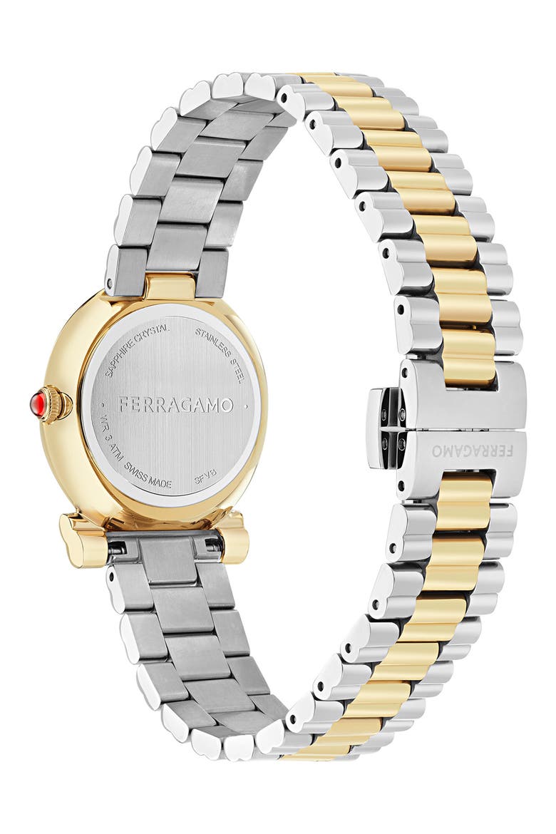 Gancini Twisted Two-Tone Bracelet Watch, 28mm, Alternate, color, TWO TONE