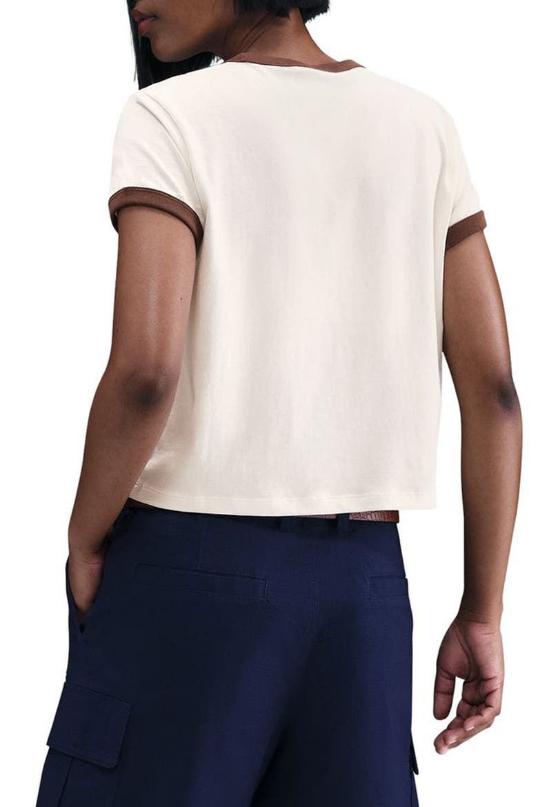 Sportswear Crop 1972 Marathon Ringer T-Shirt, Alternate, color, PALE IVORY/ FAUNA BROWN