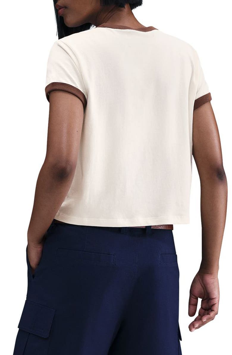 Nike Sportswear Crop 1972 Marathon Ringer T-Shirt, Alternate, color, Pale Ivory/ Fauna Brown