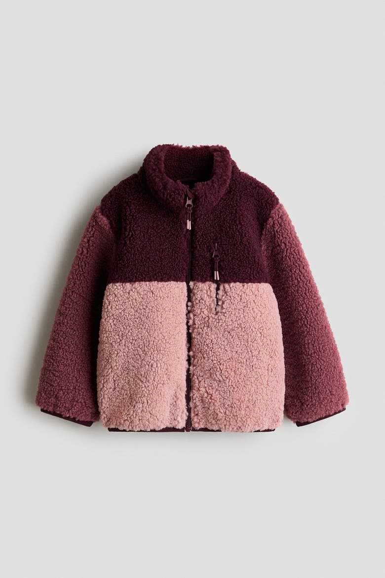 Teddy Fleece Jacket, Main, color, Dusty pink/color block