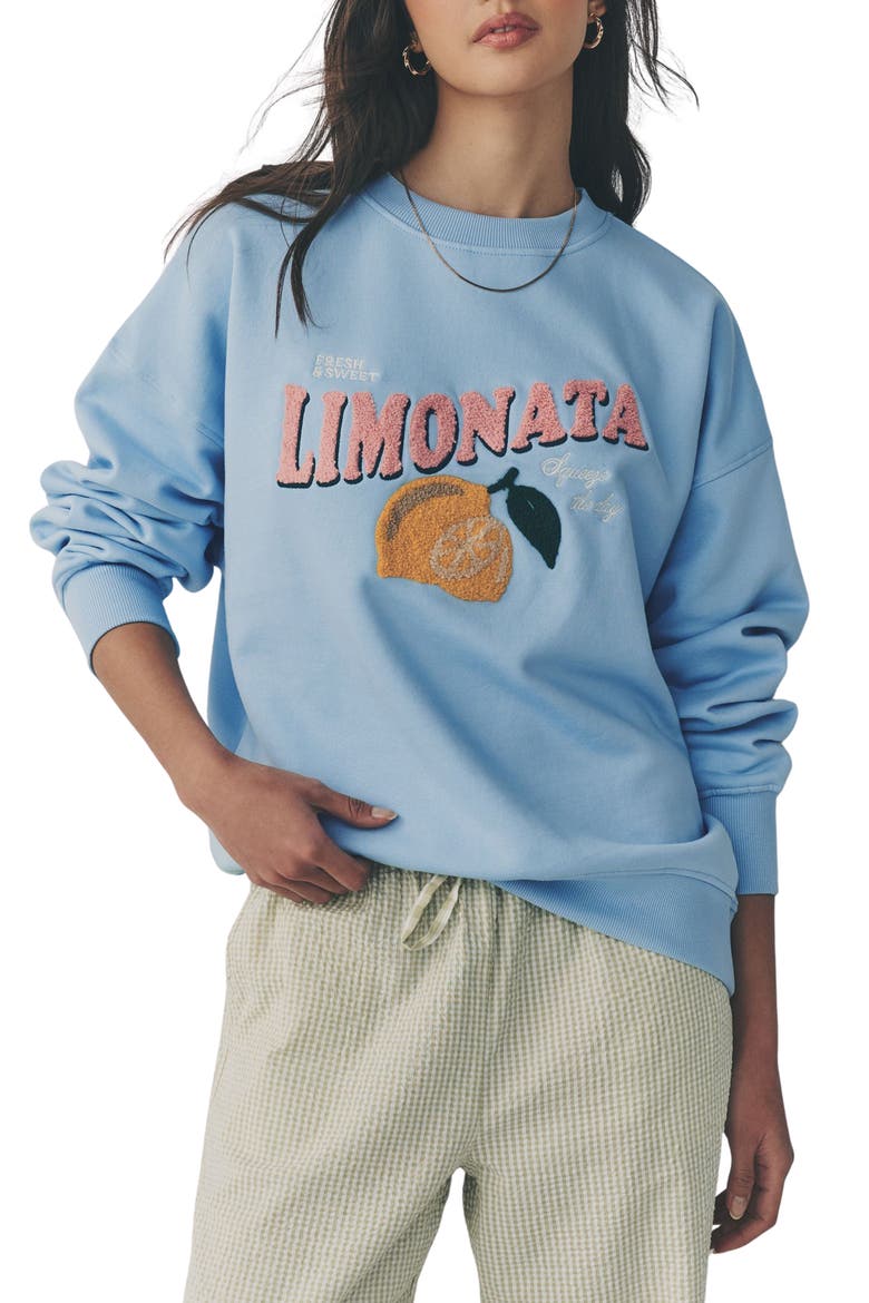 Graphic Lemon Print Sweatshirt, Main, color, BLUE
