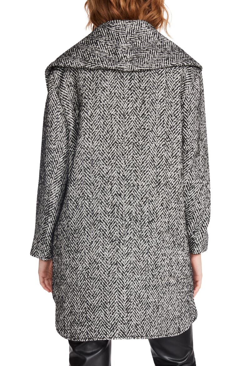 Zoey Herringbone Longline Jacket, Alternate, color, BLACK