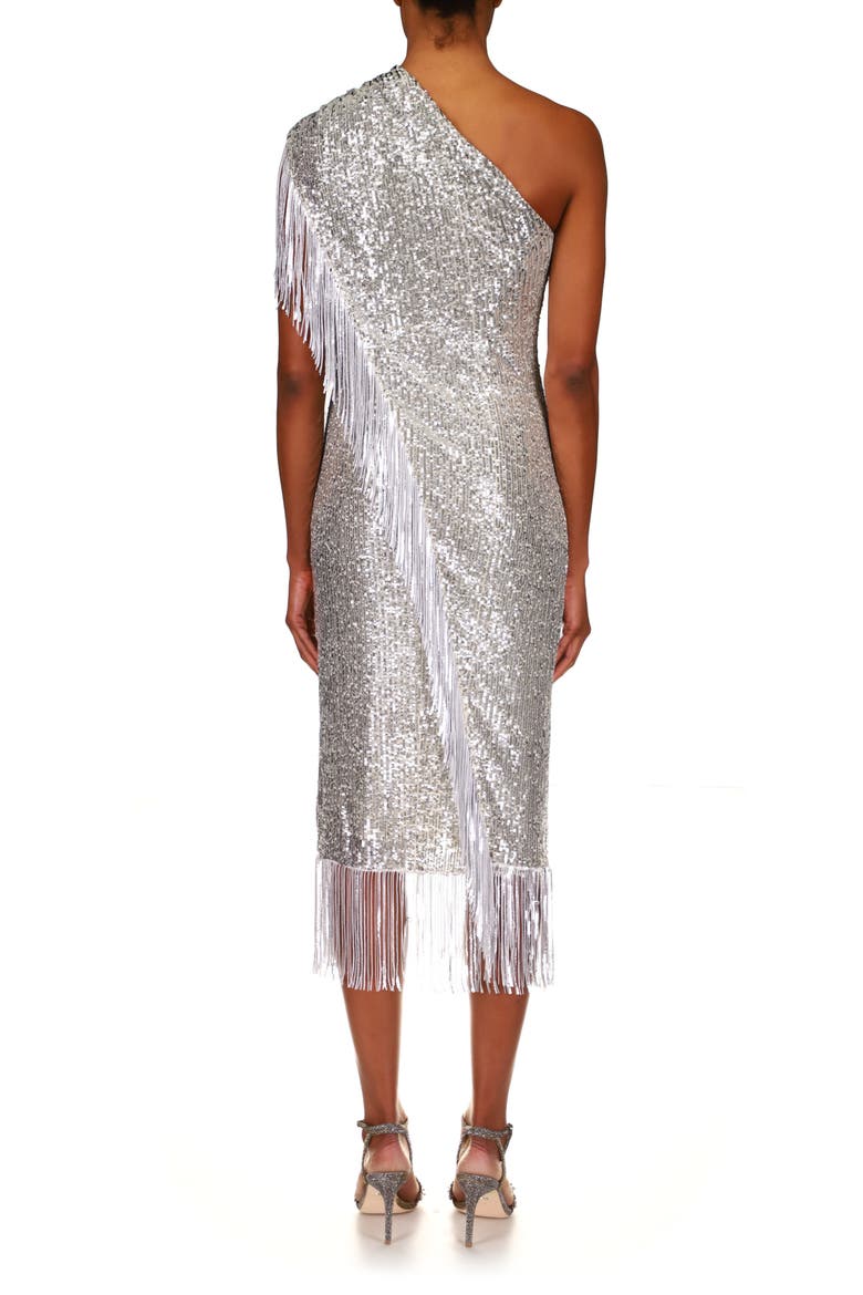 badgley mischka one shoulder dress One-Shoulder Draped Bodice Trumpet Gown by Badgley Mischka