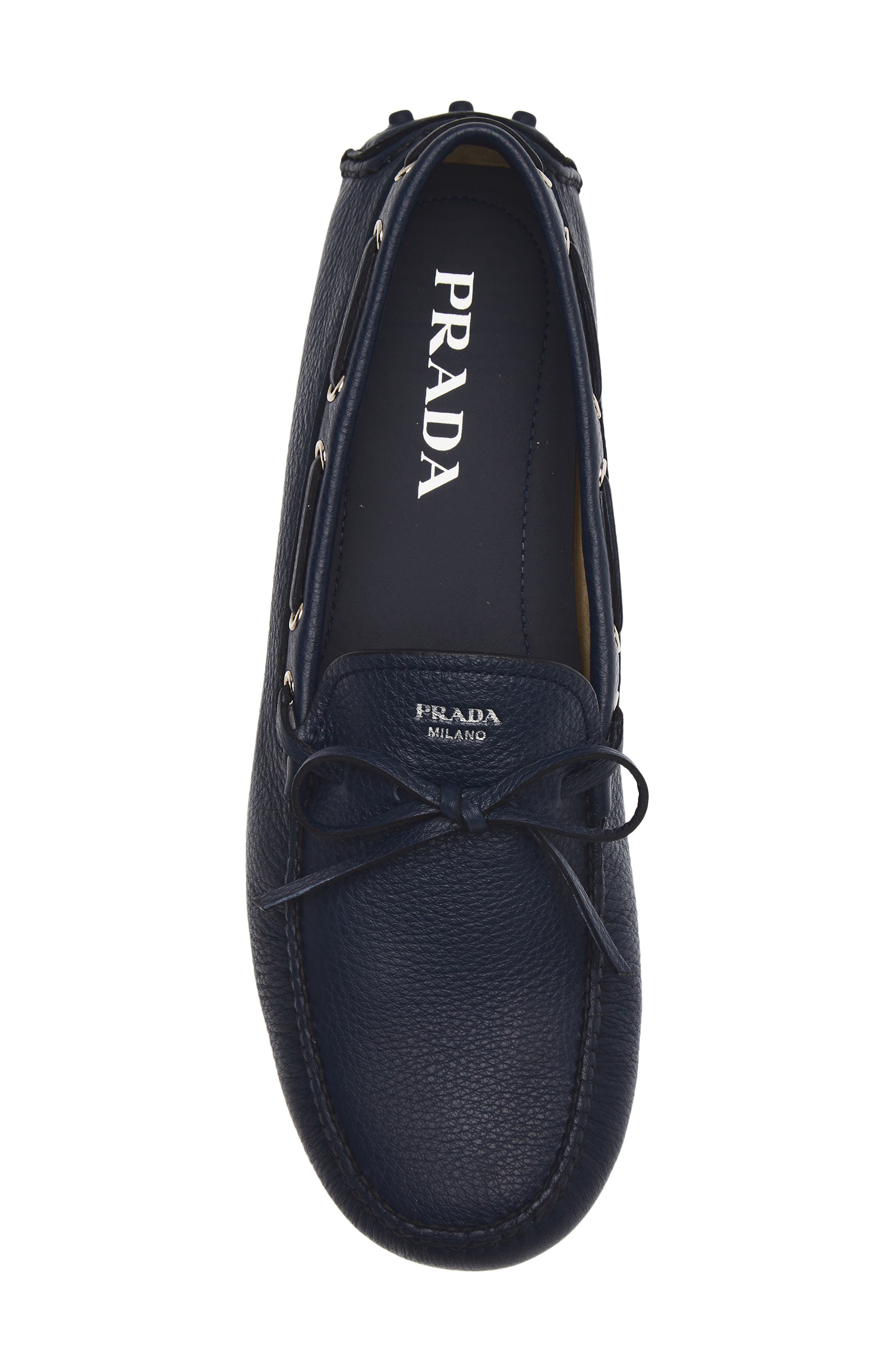 Prada Grid Driving Loafer, Alternate, color, Baltico