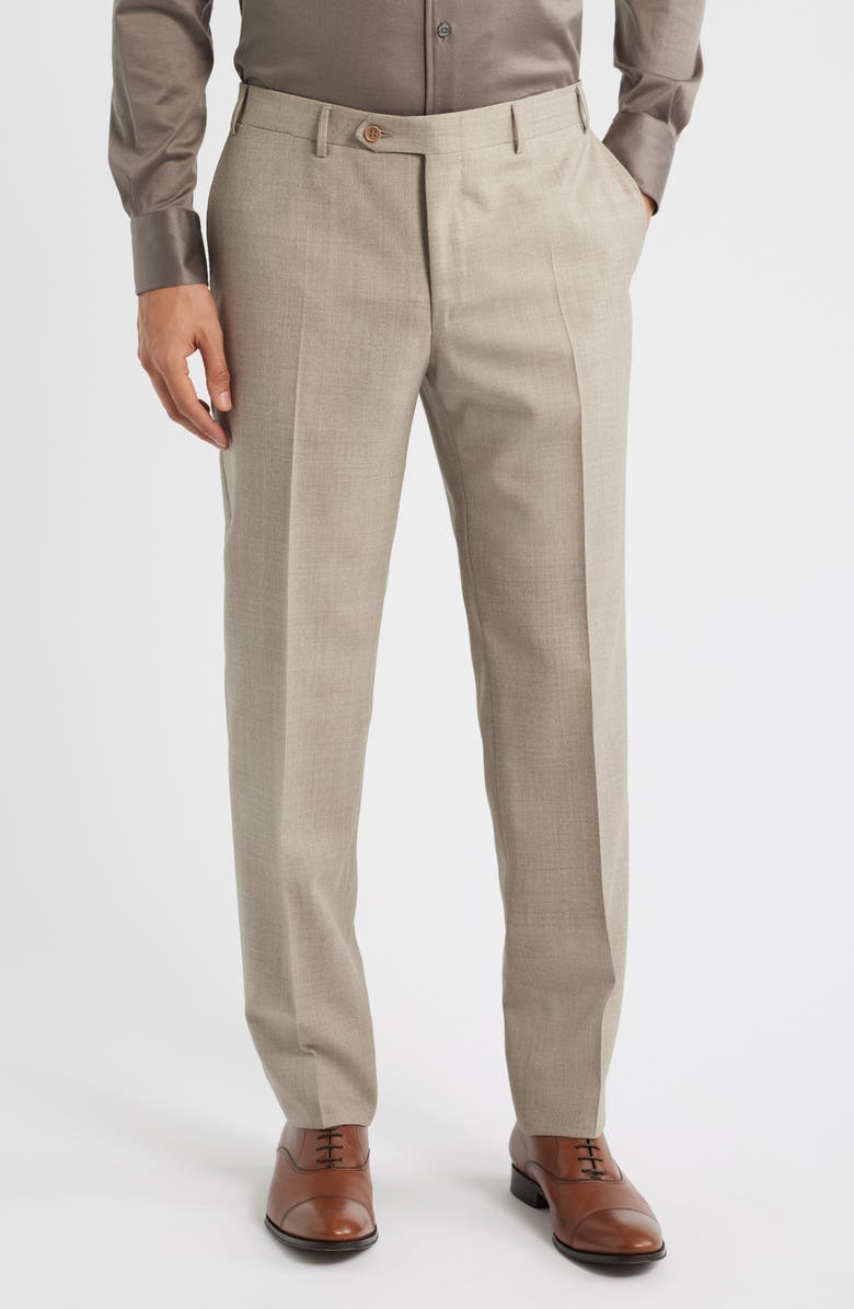 Canali Siena Regular Fit Solid Tan Wool Suit, Alternate, color, Beige