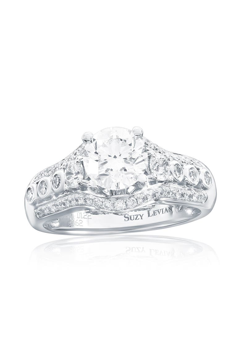 18K White Gold 1.22ct GIA-Certified Diamond & 0.62cttw Diamond Ring, Main, color, White Gold