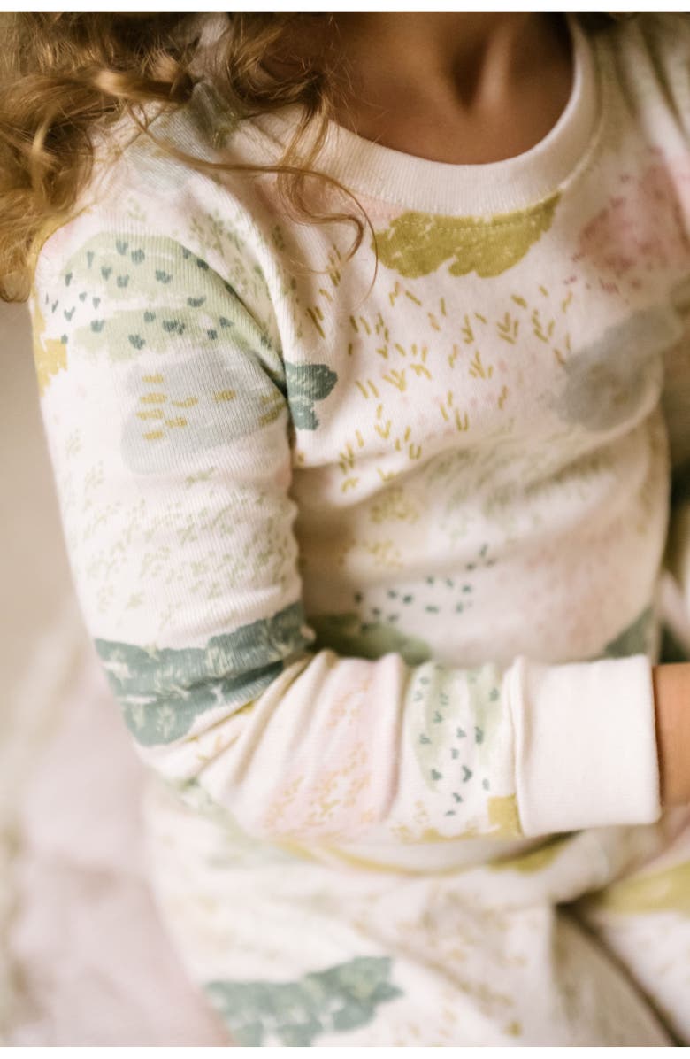 Pehr Kids' Organic Cotton Rib Fitted Pajamas, Alternate, color, Happy Valley