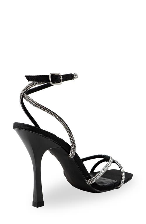Chase & Chloe Chase And Chloe Rhinestone Ankle Strap Sandal In Black Fabric