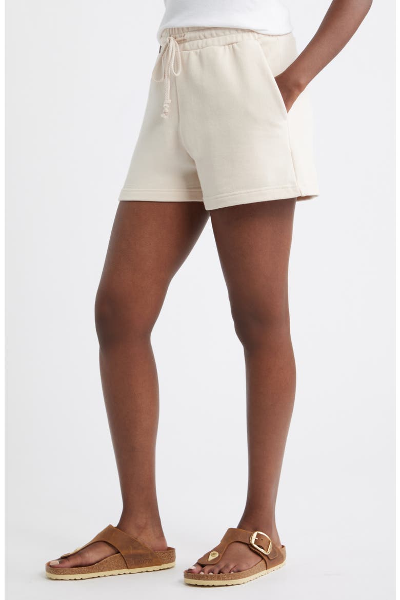 French Terry Drawstring Shorts, Alternate, color, BEIGE SHELL