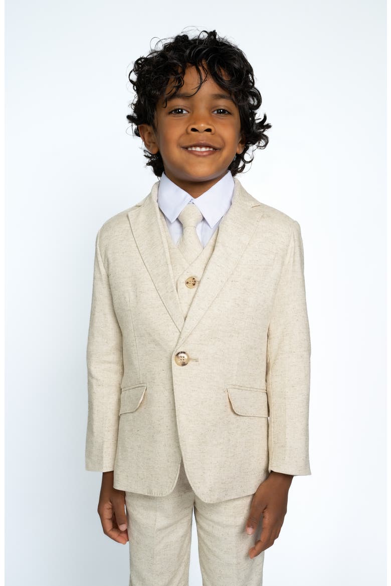 Kids' Oasis 5-Piece Slim Fit Linen Suit, Alternate, color, Sand