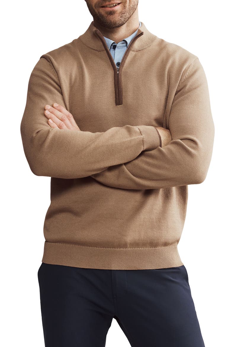Commuter Quarter Zip Sweater, Main, color, SAVANNAH TAN HEATHER