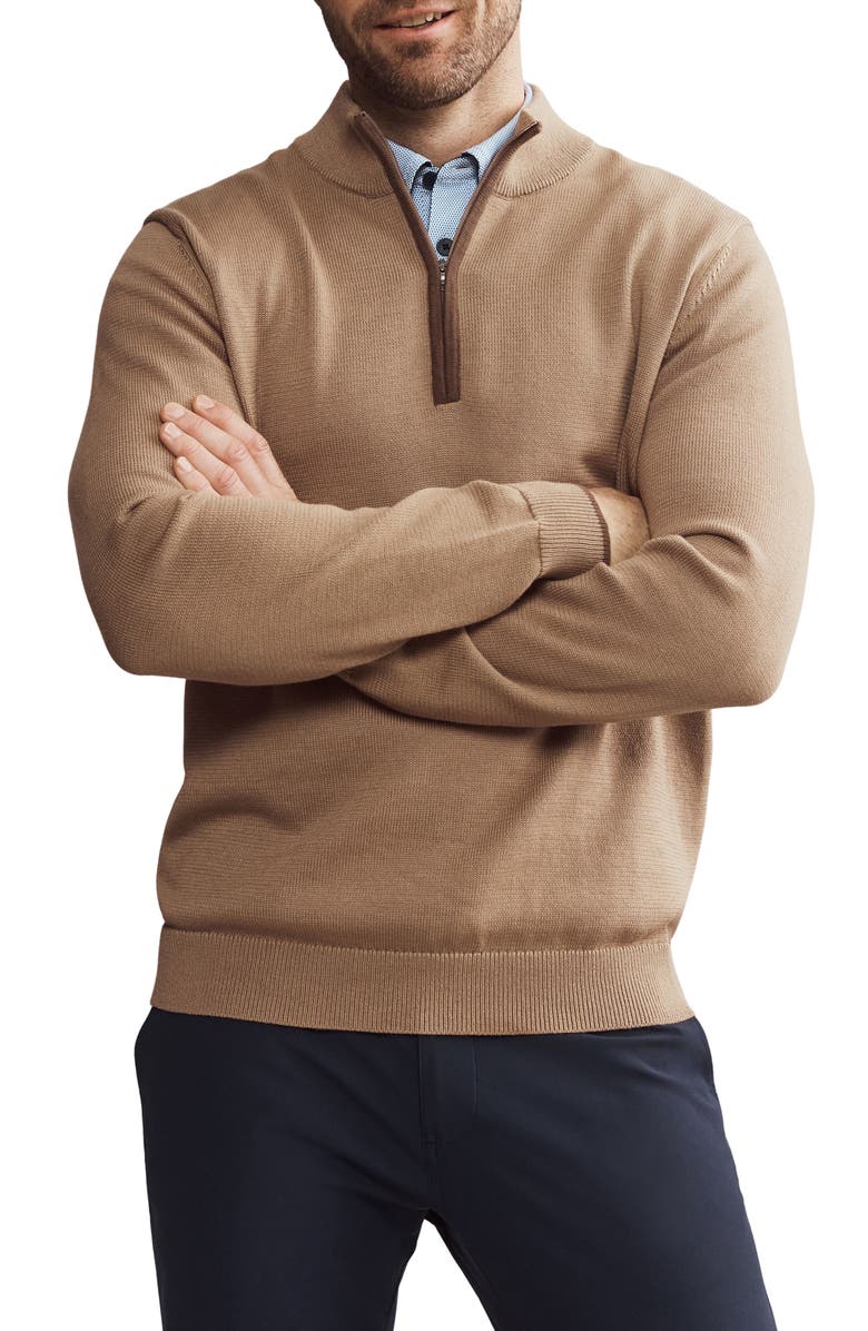 Rhone Commuter Quarter Zip Sweater, Main, color, Savannah Tan Heather