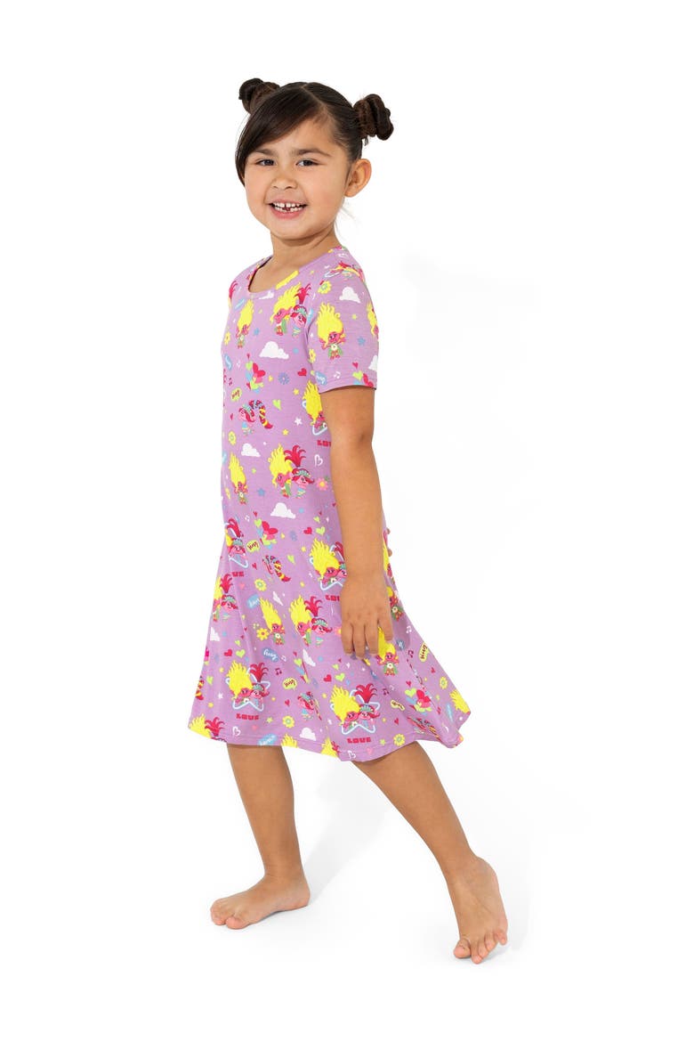 Kids' Trolls Valentine's Short Sleeve Dress, Alternate, color, Trolls Valentine's