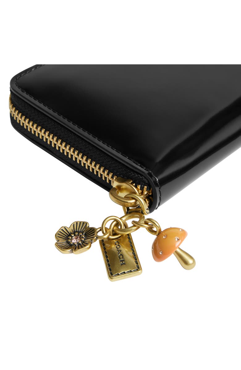 COACH Essential Spazzolato Leather Zip Around Wallet, Alternate, color, Black