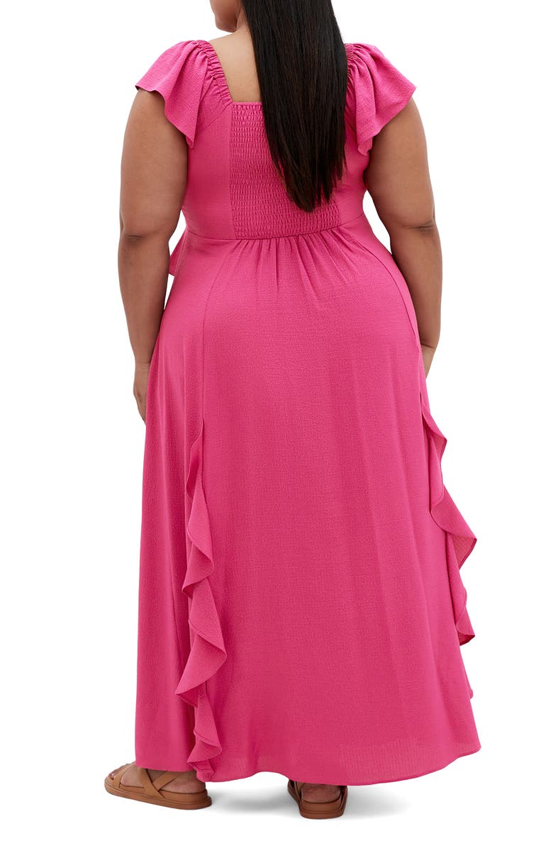 City Chic Frill Ruffle Maxi Dress, Alternate, color, Magenta