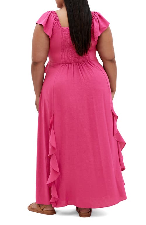 City Chic Frill Ruffle Maxi Dress In Magenta