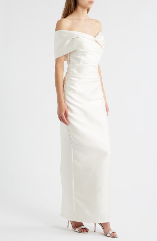 Sonya Moda Aspen Off The Shoulder Taffeta Gown In White