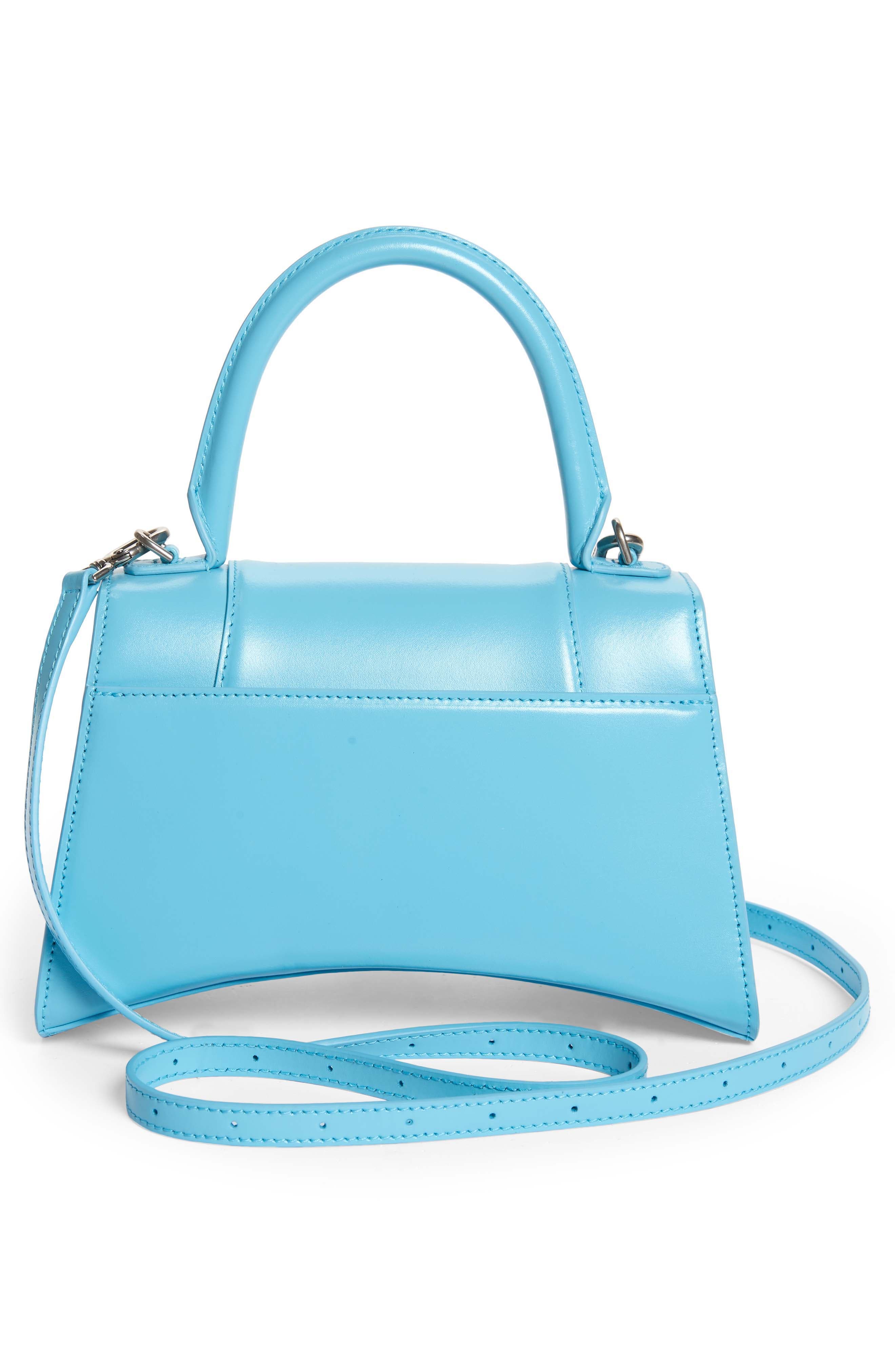 Hourglass Leather Top Handle Bag, Alternate, color, AZUR