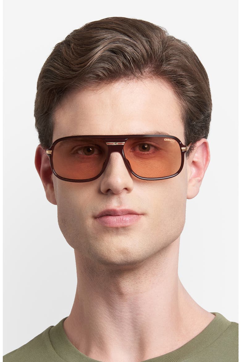 C Sport 62mm Oversize Rectangular Sunglasses, Alternate, color, BURGUNDY GOLD/ ORANGE PHOTO
