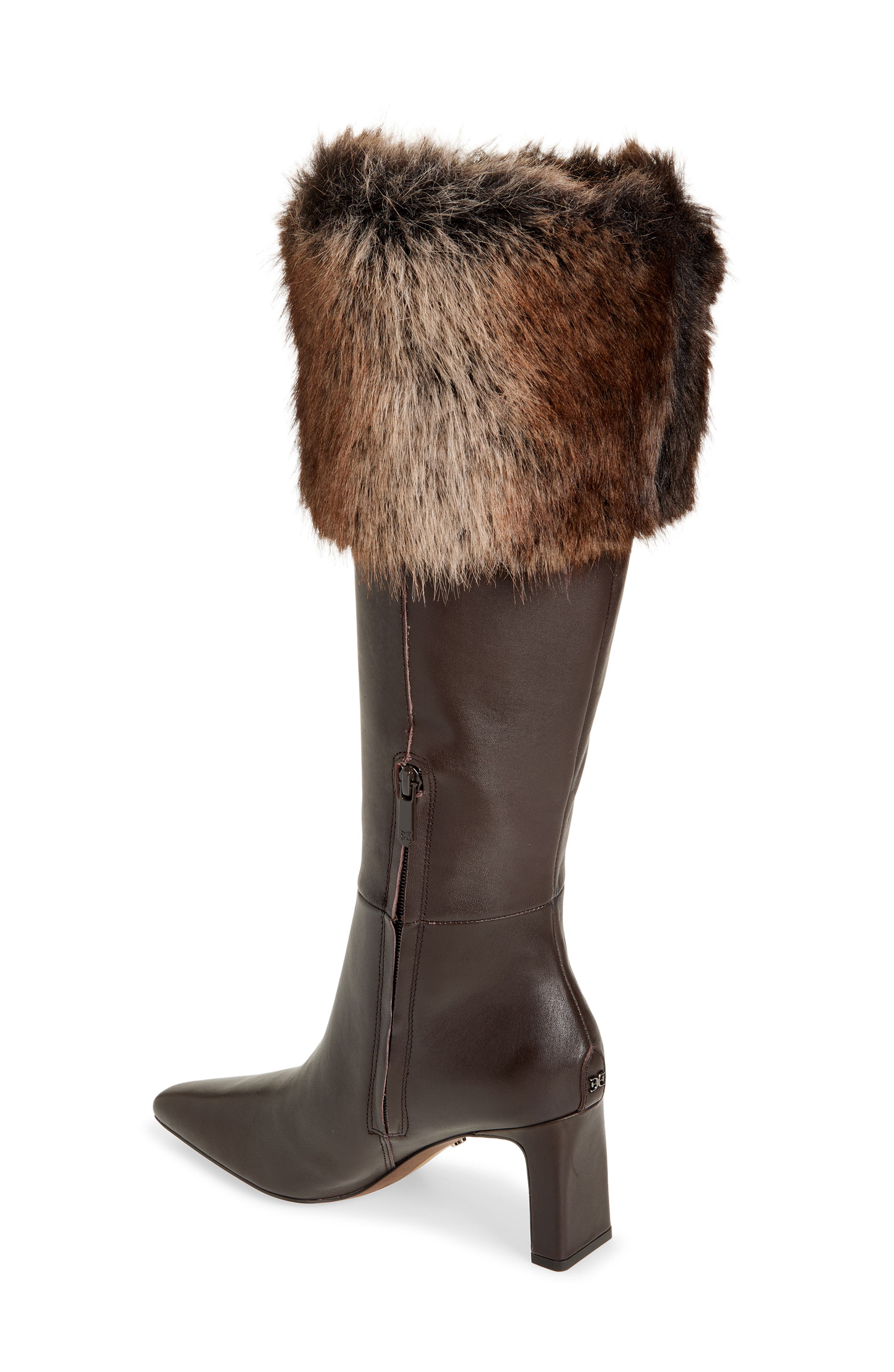 Sam Edelman Sylvia Cozy Faux Fur Cuff Knee High Boot, Alternate, color, Chocolate Brown Multi