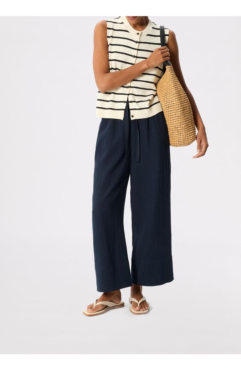 Whistles 100% Cotton Wide Leg Trousers, Alternate, color, Navy