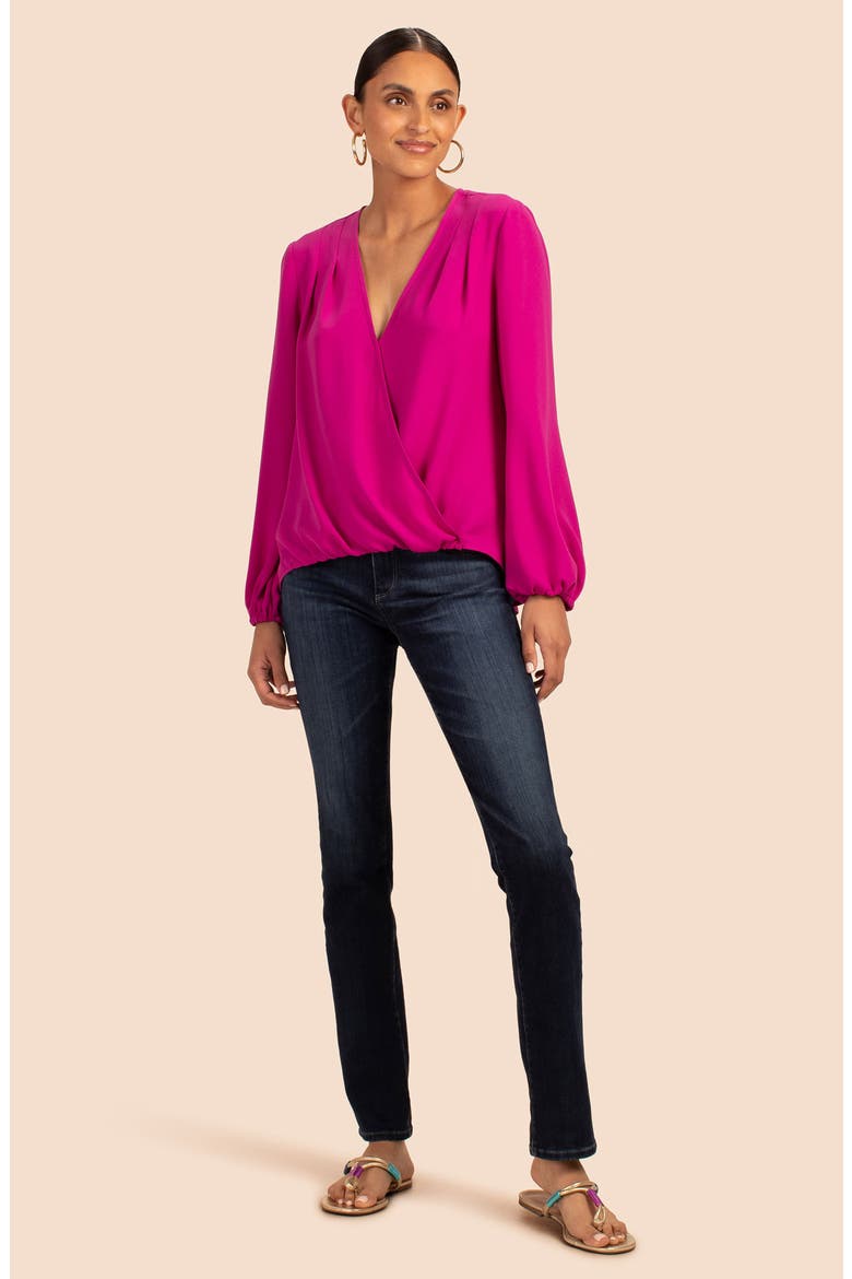 Bask Faux Wrap Top, Alternate, color, VIOLA