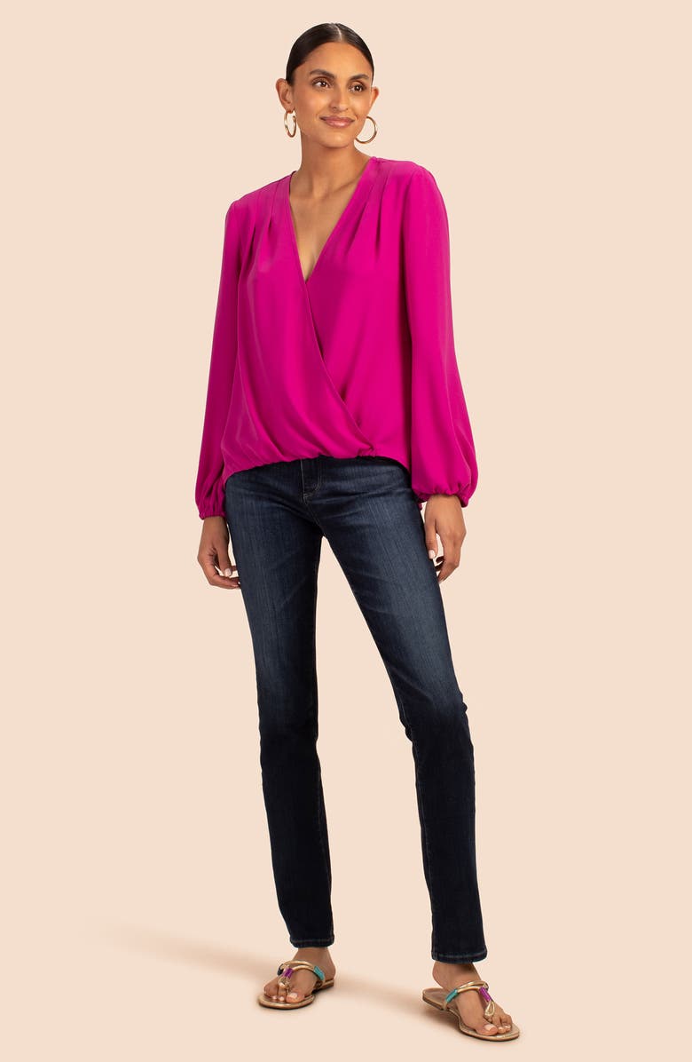 Trina Turk Bask Faux Wrap Top, Alternate, color, Viola