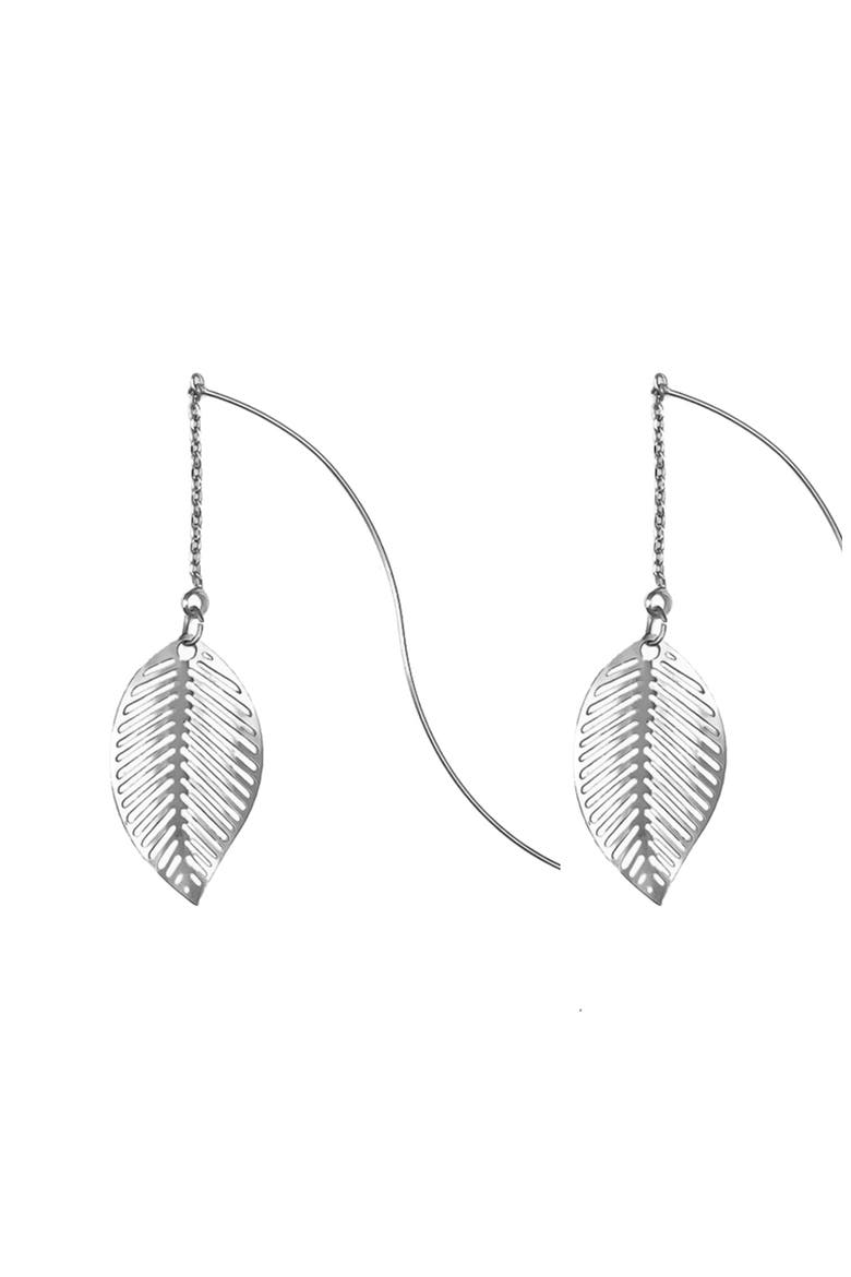 Abigail Earrings Dainty Leaf Drop Statement, Alternate, color, Dark Grey