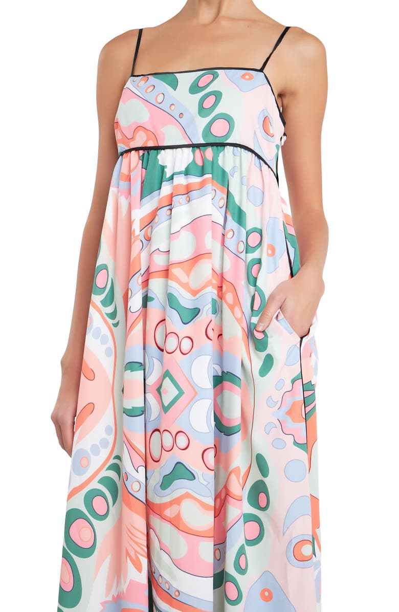 English Factory Abstract Print Empire Waist Maxi Dress, Alternate, color, Pink Multi