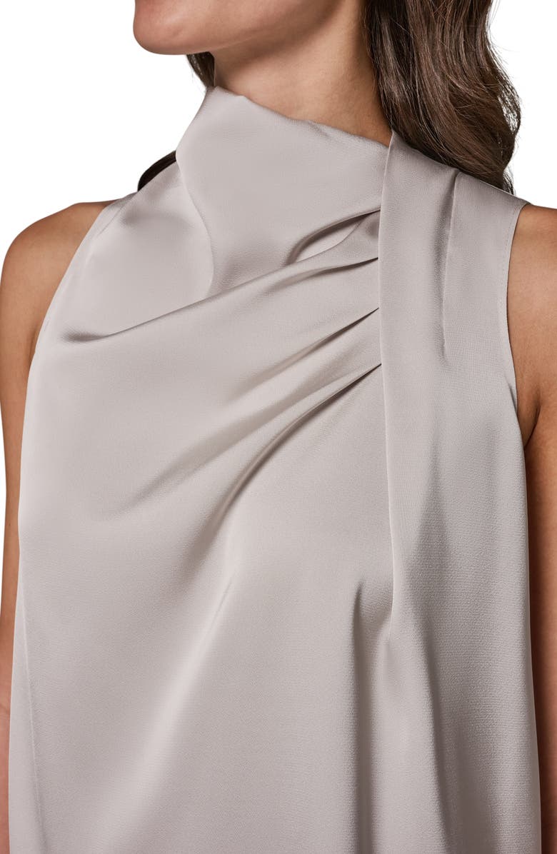 Donna Karan New York Twist Drape Shoulder Matte Satin Tank, Alternate, color, 