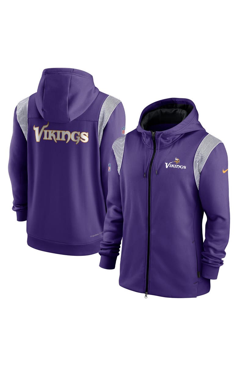 Nike Men's Nike Purple Minnesota Vikings Performance Sideline Lockup Full-Zip Hoodie, Alternate, color, 