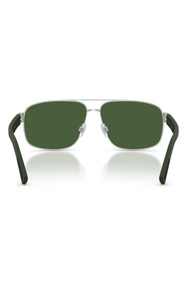 Polo Ralph Lauren 61mm Pilot Sunglasses, Alternate, color, Semishiny Silver / Dark Green