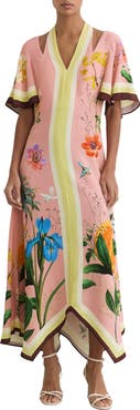 Reiss Flossy Floral Print Midi Dress